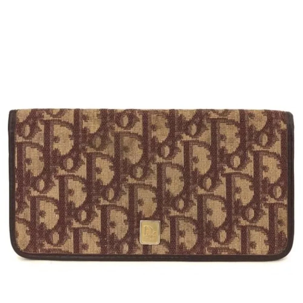 Christian Dior Oblique Trotter Canvas Leather Long Bifold Wallet/7BB1412